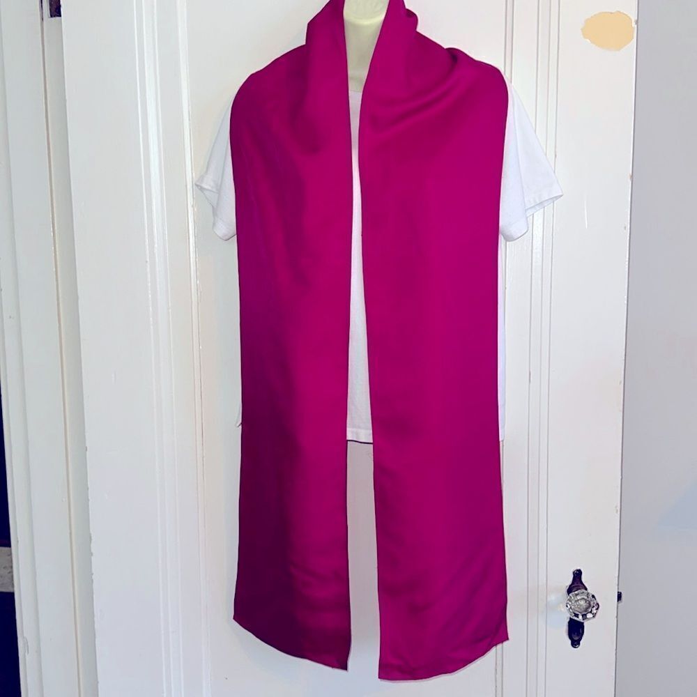 Vintage Magda Collection by Lorch magenta pink long silk‎ scarf